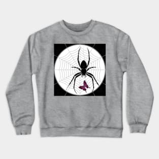 The spider and the butterfly in the web Crewneck Sweatshirt